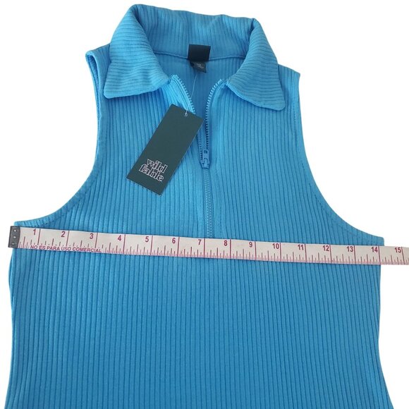 Wild Fable womens mini dress blue color sleeveless zip-front bodycon nwt Sz( S ) - Picture 7 of 10